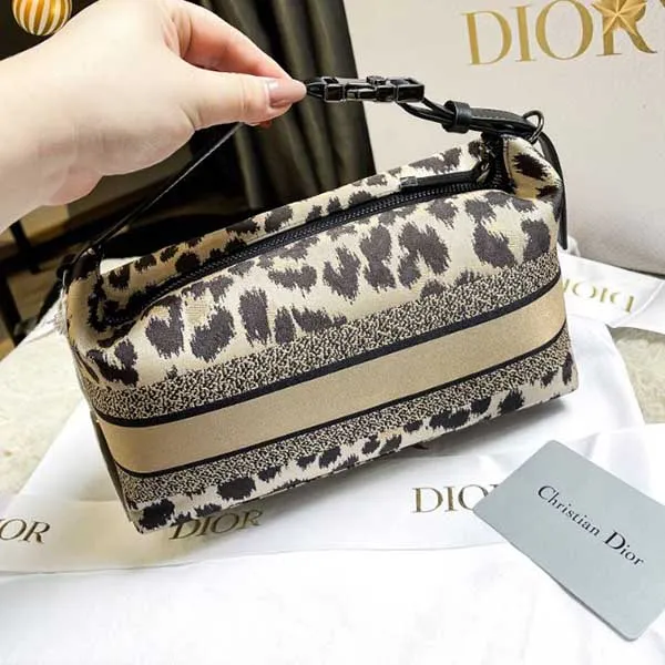 Túi Xách Nữ Dior Pouch Leopard Hoppy Màu Họa Tiết Da Báo - Túi xách - Vua Hàng Hiệu