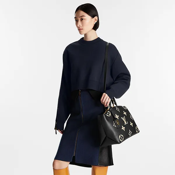 Túi Xách Nữ Louis Vuitton LV Grand Palais Tote Bag Black Beige M45842 Màu Đen Họa Tiết
