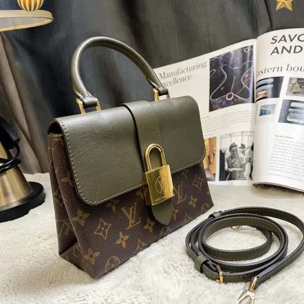 Túi Xách Nữ Louis Vuitton LV Locky Handbag Monogram Canvas With Leather BB Màu Nâu Xanh