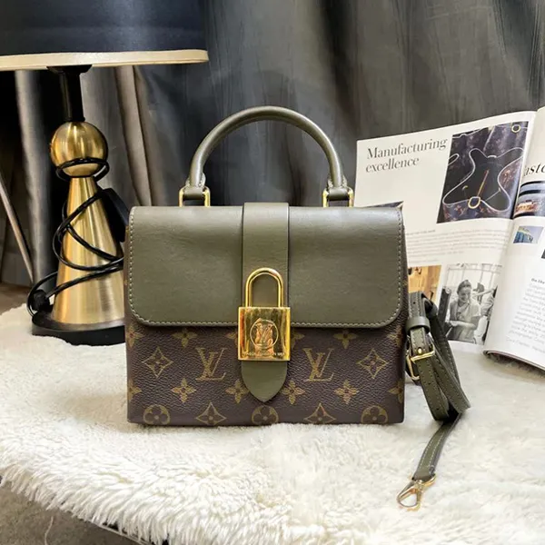 Túi Xách Nữ Louis Vuitton LV Locky Handbag Monogram Canvas With Leather BB Màu Nâu Xanh
