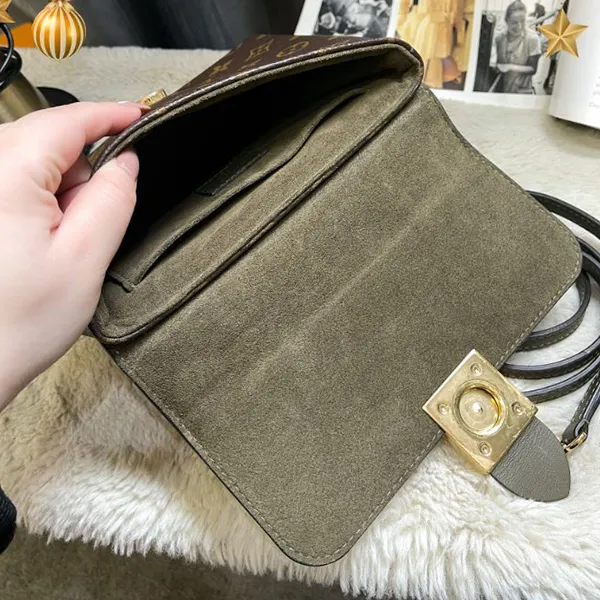 Túi Xách Nữ Louis Vuitton LV Locky Handbag Monogram Canvas With Leather BB Màu Nâu Xanh