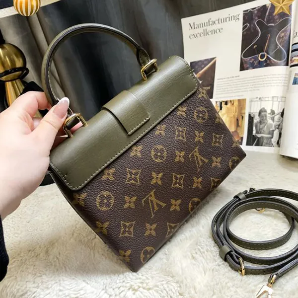 Túi Xách Nữ Louis Vuitton LV Locky Handbag Monogram Canvas With Leather BB Màu Nâu Xanh