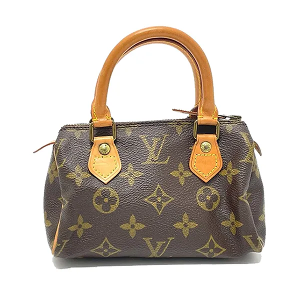Túi Xách Nữ Louis Vuitton LV M41534 Monogram Mini Speedy Pouch Old Model Hand Bag Brown Màu Nâu Đen - Túi xách - Vua Hàng Hiệu
