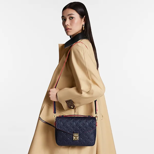 Túi Xách Nữ Louis Vuitton LV Monogram Empreinte Pochette Metis M44071 Màu Xanh Navy