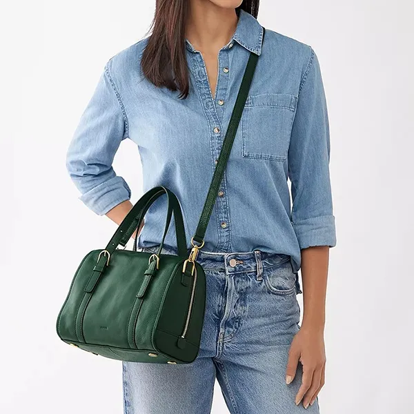 Túi Xách Tay Nữ Fossil Carlie Satchel Bag ZB1772298 Màu Xanh Lá