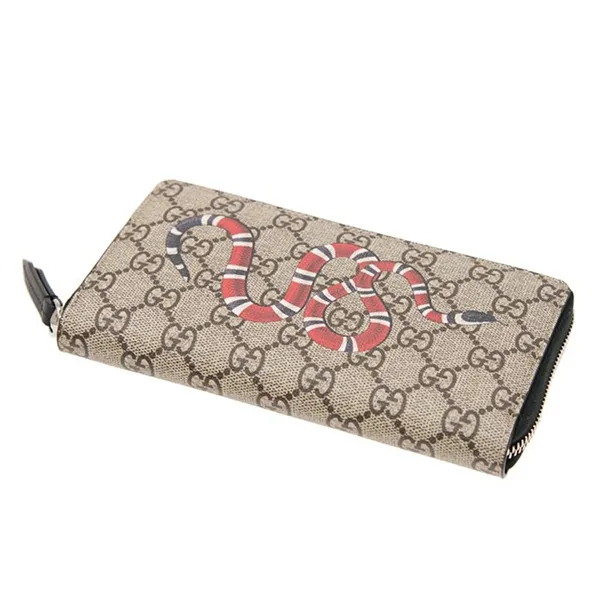 Ví Cầm Tay Nam Gucci GG Supreme Snake Zipper Long Wallet Màu Xám Đen - Túi xách - Vua Hàng Hiệu