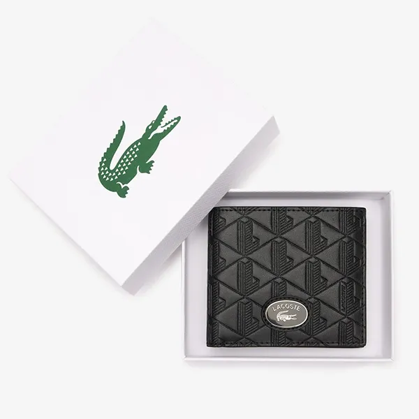 Ví Nam Lacoste Medium Monogram Billfold NH4400 BLK Màu Đen