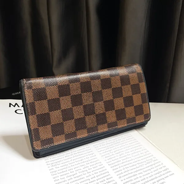 Ví Nam Louis Vuitton LV Damier Ebene Brazza Màu Nâu