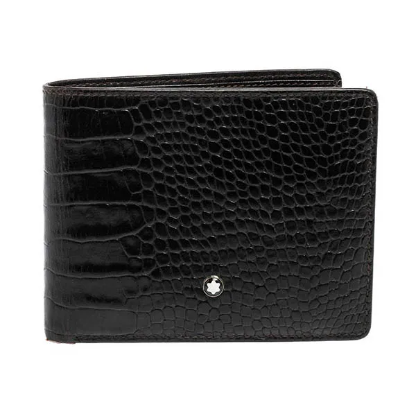 Ví Nam Montblanc Black Croc Embossed Leather Meisterstuck Bifold Wallet Màu Đen - Túi xách - Vua Hàng Hiệu