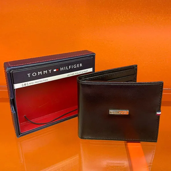 Ví Nam Tommy Hilfiger Men's Leather Credit Card Wallet Billfold Black 31HP220040 Màu Đen