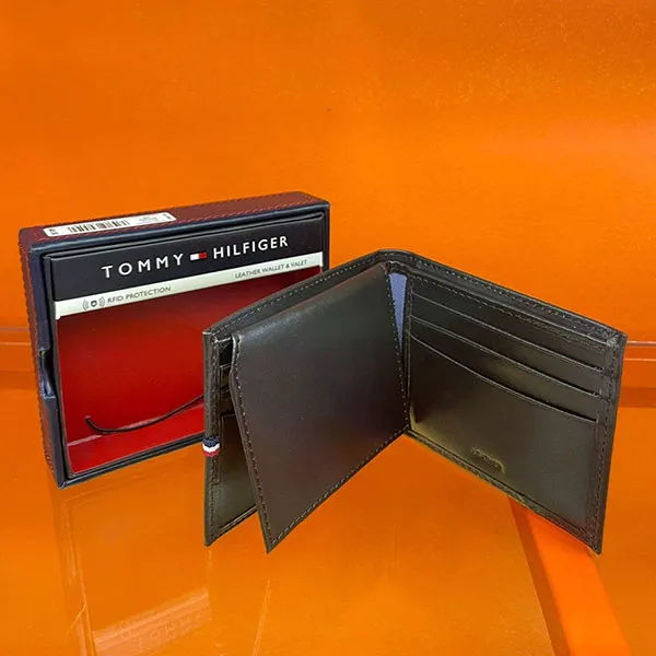 Ví Nam Tommy Hilfiger Men's Leather Credit Card Wallet Billfold Brown 31HP220040 Màu Nâu