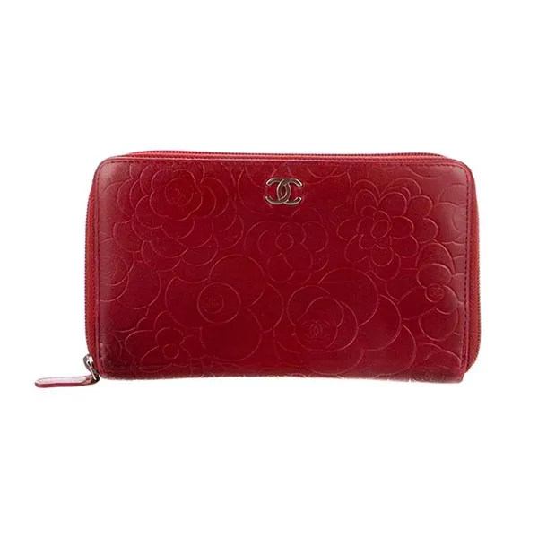 Ví Nữ Chanel Interlocking CC Logo Leather Wallet Màu Đỏ - Túi xách - Vua Hàng Hiệu