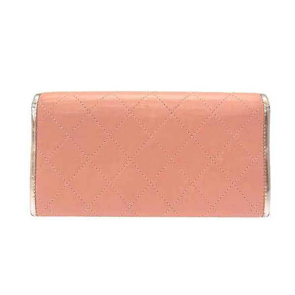 Ví Nữ Chanel Matrasse Leather Pink Silver Coco Mark Long Wallet Màu Hồng