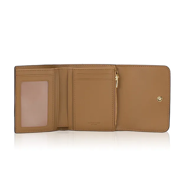 Ví Nữ Coach Trifold Wallet CE930 Màu Khaki/Trắng