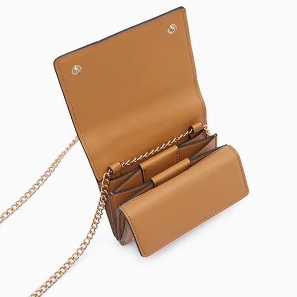 Ví Nữ Lyn Cheri Canvas Card Pocket Wallets On Chain LL24CWS004 Màu Nâu