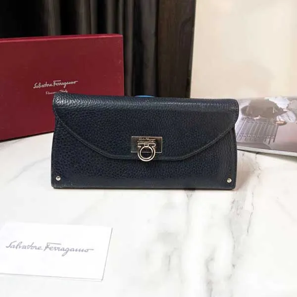 Ví Nữ Salvatore Ferragamo Leather Wallet Màu Xanh Đen - Túi xách - Vua Hàng Hiệu