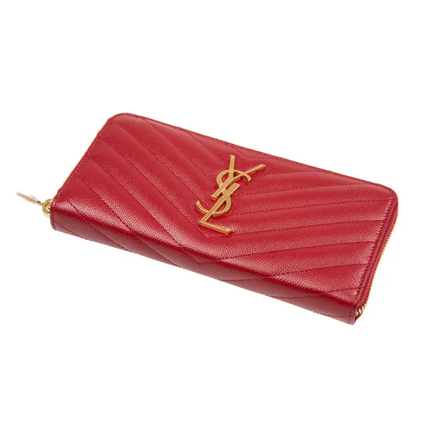 Ví Nữ Yves Saint Laurent YSL Red Leather Long Zipper Wallets 358094 BOW01 6805 Màu Đỏ - Túi xách - Vua Hàng Hiệu