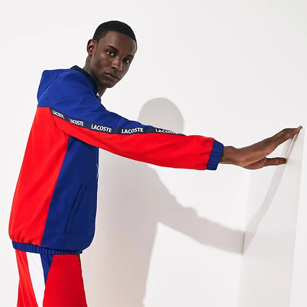 Áo Khoác Nam Lacoste Zip Front Jacket With Taping Màu Xanh Dương Đậm Size 48