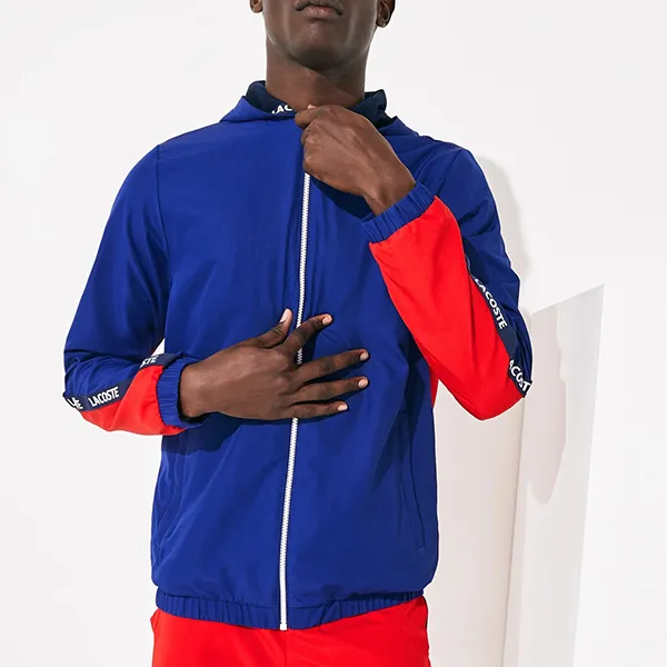 Áo Khoác Nam Lacoste Zip Front Jacket With Taping Màu Xanh Dương Đậm Size 48