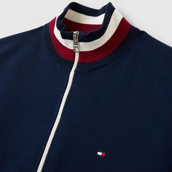 Áo Khoác Nam Tommy Hilfiger Mens Global Stripe Detail Zip Through Jacket Xanh Navy Size S - Thời trang - Vua Hàng Hiệu
