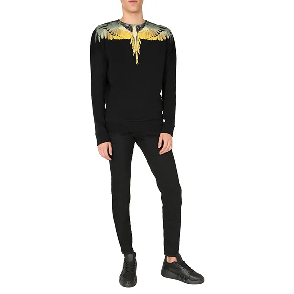 Áo Nỉ Nam Marcelo Burlon County Of Milan Crew Neck Sweatshirt With Wings Print CMBA009_F20FLE0011016 Màu Đen Vàng Size XS - Thời trang - Vua Hàng Hiệu