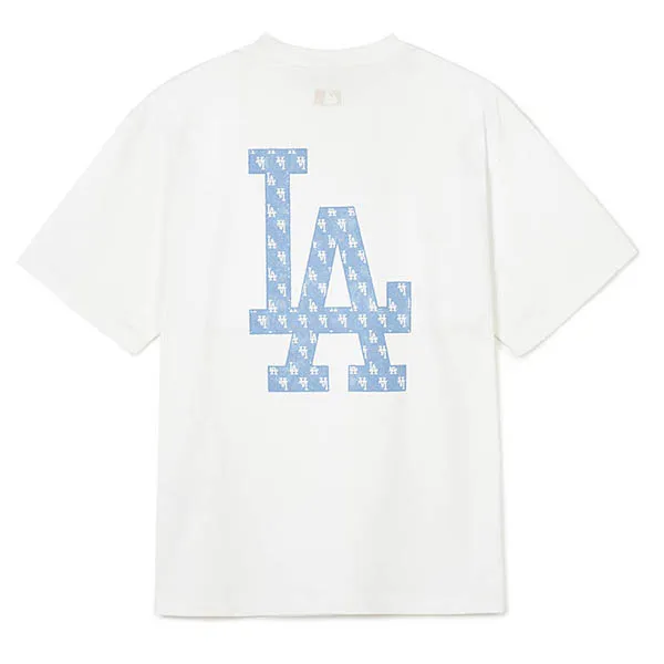 Áo Phông MLB Denim Like Monogram Big Lux Overfit LA Dodgers 3ATSM0643-07WHS Tshirt Màu Trắng - Thời trang - Vua Hàng Hiệu