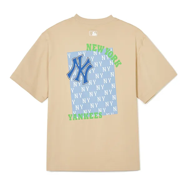 Áo Phông MLB Monative Overfit New York Yankees 3ATSM0443-50BGL Màu Be - Thời trang - Vua Hàng Hiệu