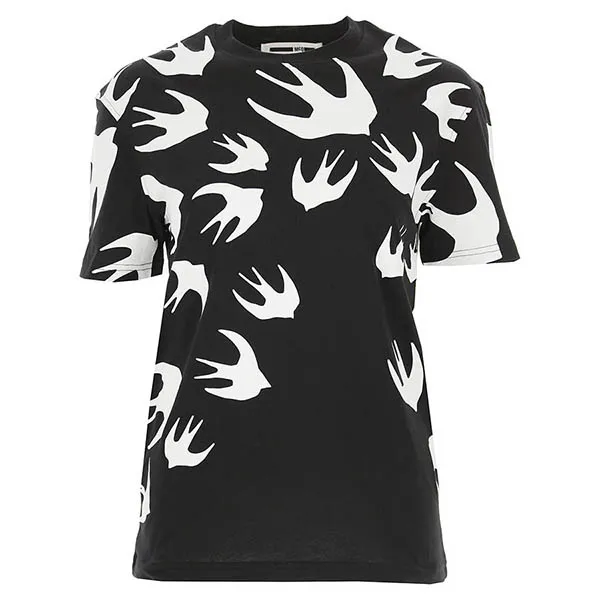 Áo Phông Nam Alexander McQueen Swallow Print 277605 Màu Đen Trắng Size S