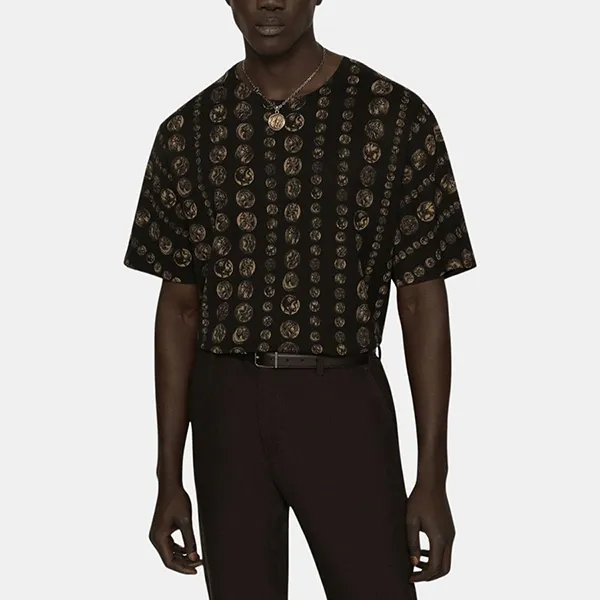 Áo Phông Nam Dolce & Gabbana D&G Coins Tshirt In Black Cotton G8PN9TG7JGUHN4PG Màu Đen Họa Tiết Size 48