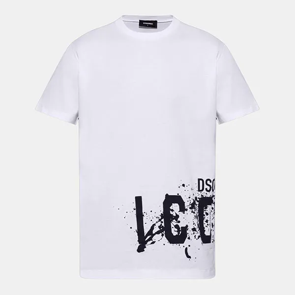 Áo Phông Nam Dsquared2 ICON Printed S79GC0086 Tshrit Màu Trắng Size XL