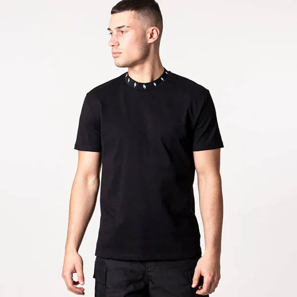 Áo Phông Nam Neil Barrett Bolted Rib Collared BJT067J Tshirt Màu Đen Size XS