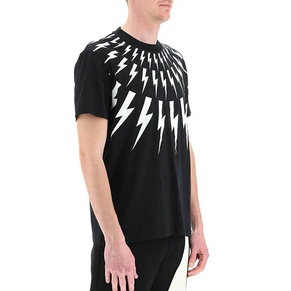 Áo Phông Nam Neil Barrett Fair-Isle Thurnderbolt Tshirt BJT007S Màu Đen Size M