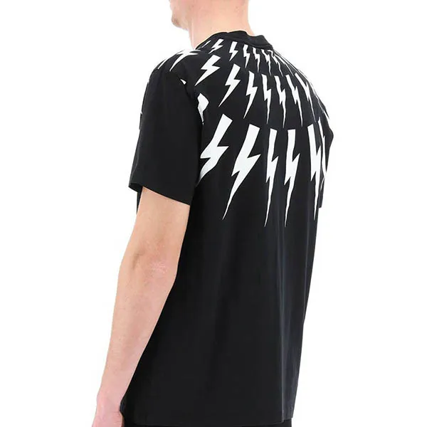 Áo Phông Nam Neil Barrett Fair-Isle Thurnderbolt Tshirt BJT007S Màu Đen Size M