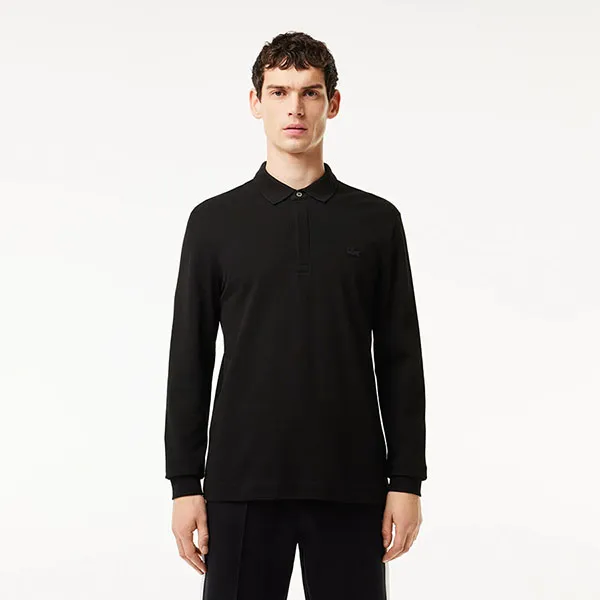 Áo Polo Dài Tay Nam Lacoste Regular Smart Paris Long Sleeve Stretch Cotton Polo Shirt PH2481-10 Màu Đen Size 4
