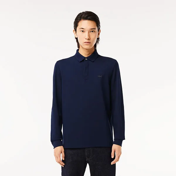 Áo Polo Dài Tay Nam Lacoste Smart Paris Long Sleeve Stretch Cotton Polo Shirt PH2481-10 Màu Xanh Navy Size 3