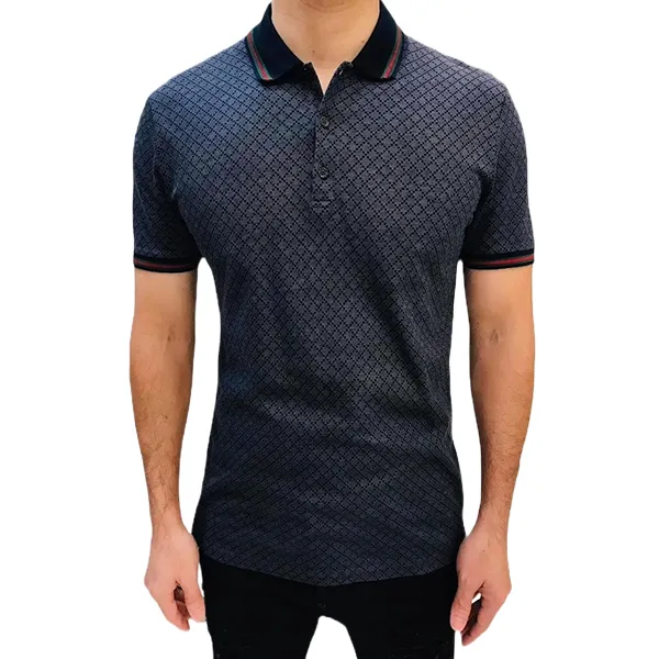 Áo Polo Nam Gucci Monogram Polo Shirt Màu Xám Đậm Size M