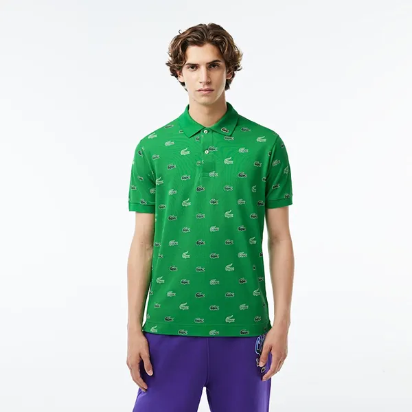 Áo Polo Nam Lacoste Classic Fit Multi Croc Original PH3562 51 SIW Màu Xanh Lá Size 3