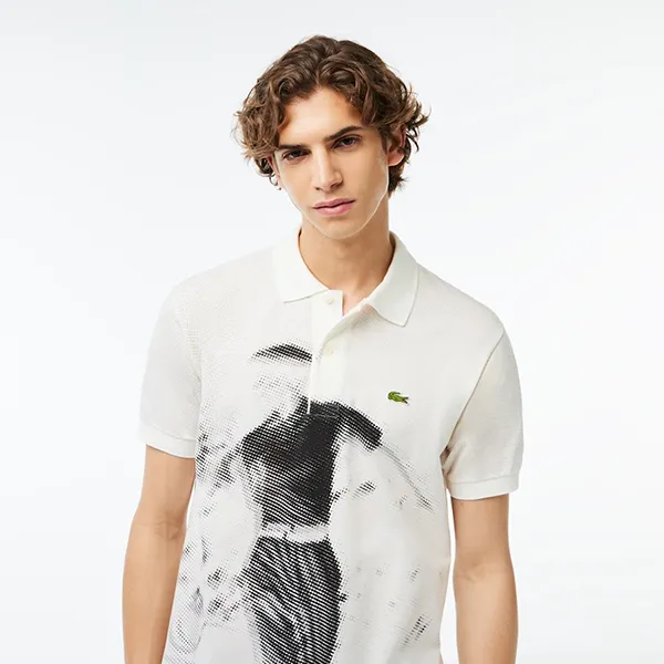 Áo Polo Nam Lacoste Men's Original PH3449 51 70V René Print Màu Trắng Họa Tiết Size M