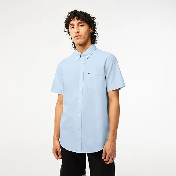 Áo Sơ Mi Cộc Tay Nam Lacoste Men's Regular Fit Gingham Check Shirt CH2879-51 F6Z Màu Xanh Kẻ Size 38 - Thời trang - Vua Hàng Hiệu