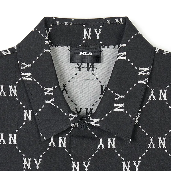 Áo Sơ Mi MLB Diamond Monogram Jacquard New York Yankees 3AWSM0541-50BKS Màu Đen Size XL