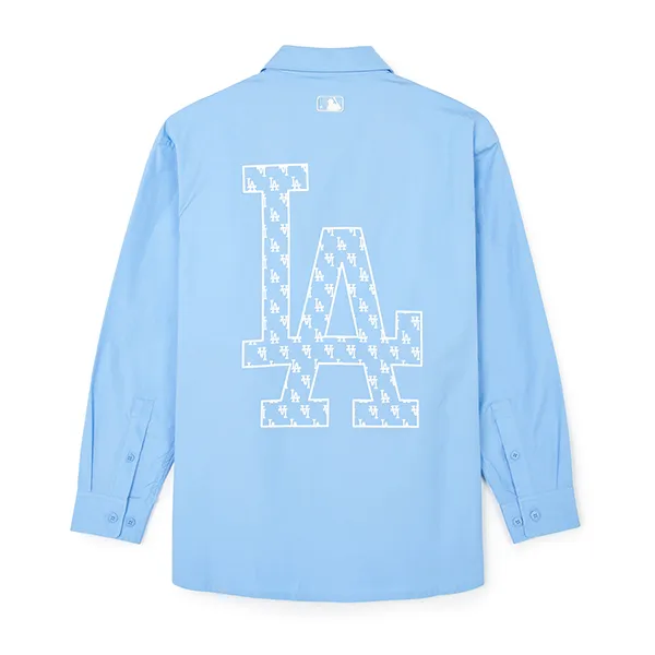 Áo Sơ Mi MLB Monogram Big Lux cổ điển LA Dodgers 3AWSM0341-07SBL Màu Xanh Blue