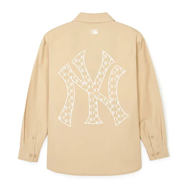 Áo Sơ Mi MLB Monogram Big Lux New York Yankees 3AWSM0341-50BGS Màu Be