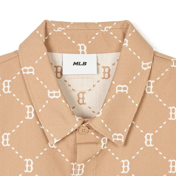 Áo Sơ Mi MLB Monogram Jacquard Boston Red Sox 3AWSM0541-43CAL Màu Nâu