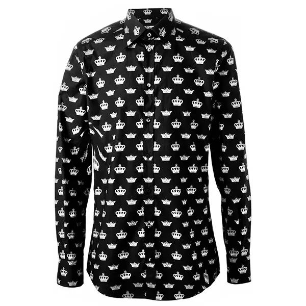Áo Sơ Mi Nam Dolce & Gabbana D&G Crown Print Shirt Màu Đen Trắng Size 40 - Thời trang - Vua Hàng Hiệu