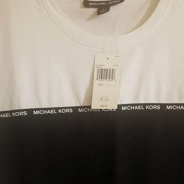 Áo Thun Nam Michael Kors MK KF15036FV4 - GD04 Tshirt Màu Đen Trắng Size S