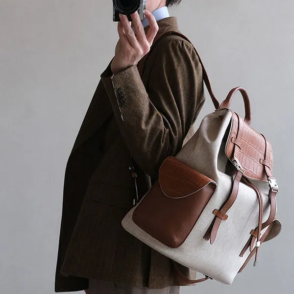 Balo Nam Biagini Cactus Backpack Brown Màu Nâu Ghi