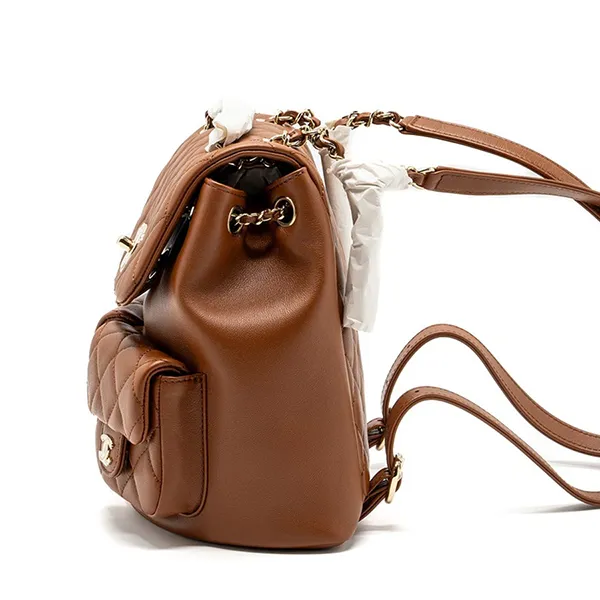 Balo Nữ Chanel 23A Medium Backpack Calfskin Brown & Gold-Tone Metal Màu Nâu - Túi xách - Vua Hàng Hiệu
