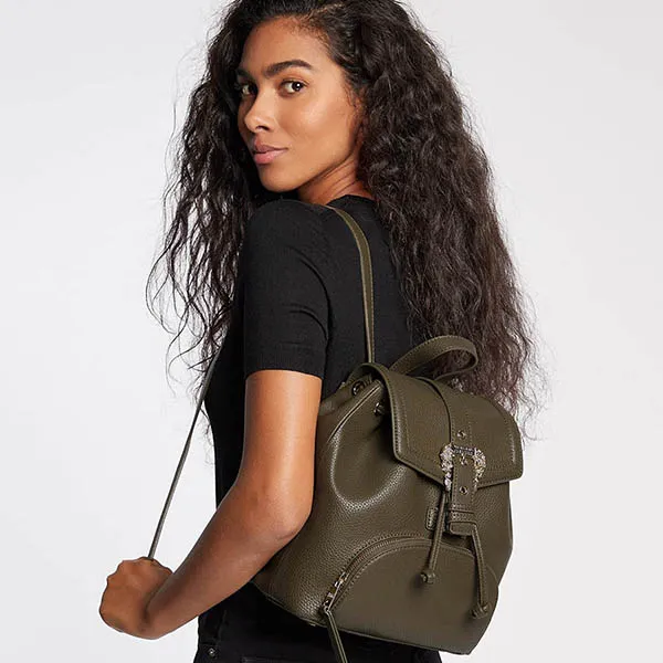 Balo Nữ Versace Jeans Couture Buckled Drawstring Backpack Màu Xanh Rêu - Túi xách - Vua Hàng Hiệu