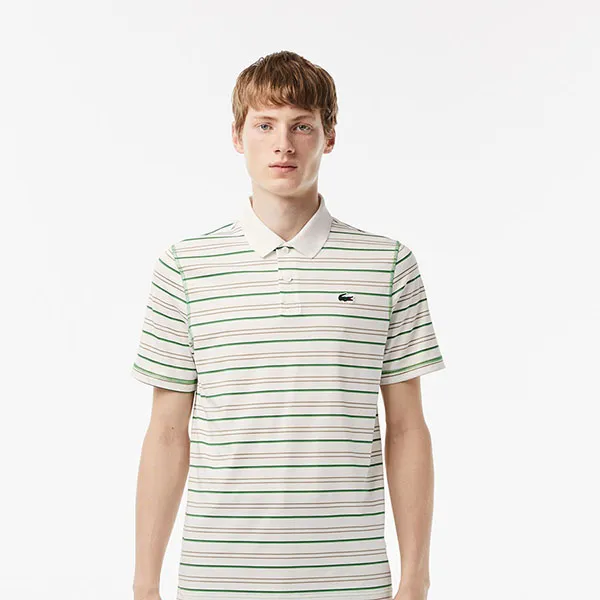 Bộ Quần Áo Cộc Tay Nam Lacoste Men's Sport Recycled Polyester Tennis Màu Trắng - Xanh Size 3