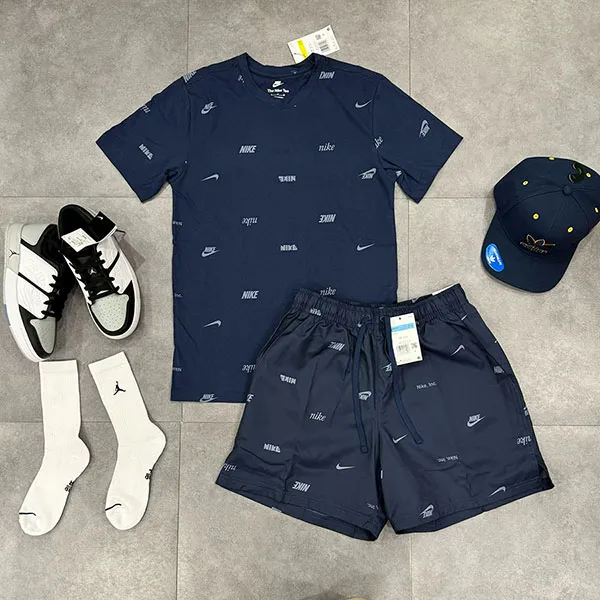 Bộ Quần Áo Cộc Tay Nam Nike All-Over Print FD1279-410/ FB7441-493 Màu Xanh Navy Size XL - Thời trang - Vua Hàng Hiệu